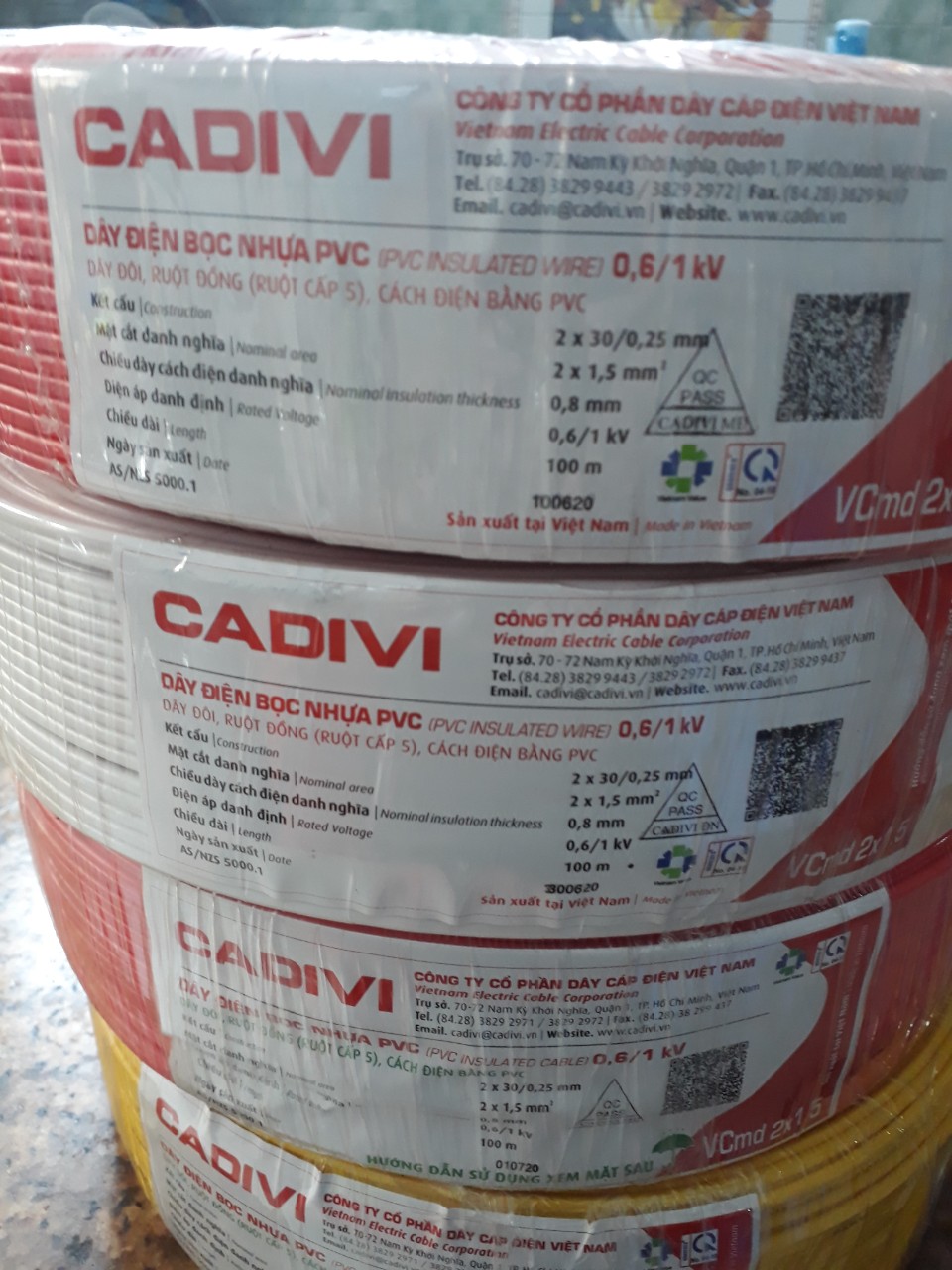 DÂY ĐIỆN ĐÔI MỀM 2x1.5 CADIVI CUỘN 100 MÉT