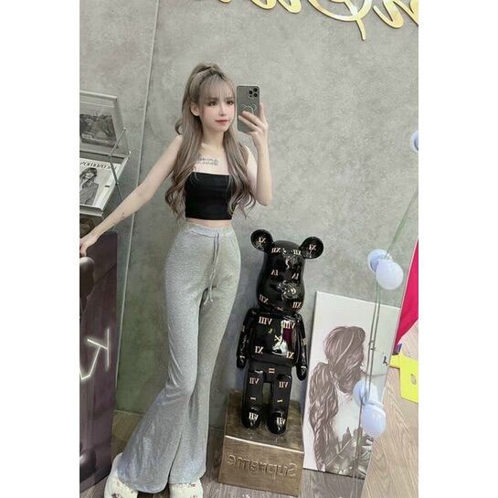 Set Quần Thun Ống Loe + Áo 2 Dây Basic