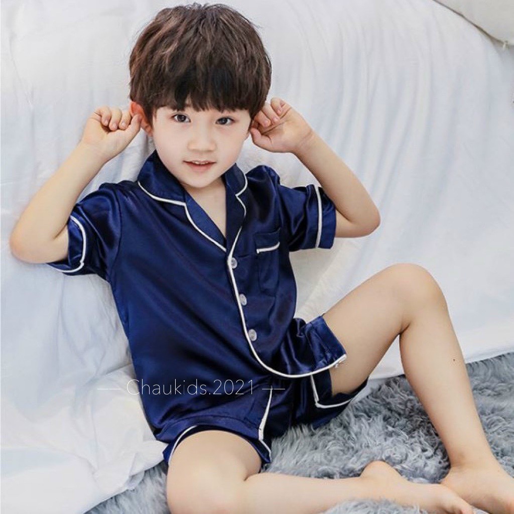 Bộ Pijama Cộc Tay Cho Bé Chất Lụa Cực Mát Cho Bé Từ 6-28kg - KANGMIN KIDS_Thời Trang Trẻ Em
