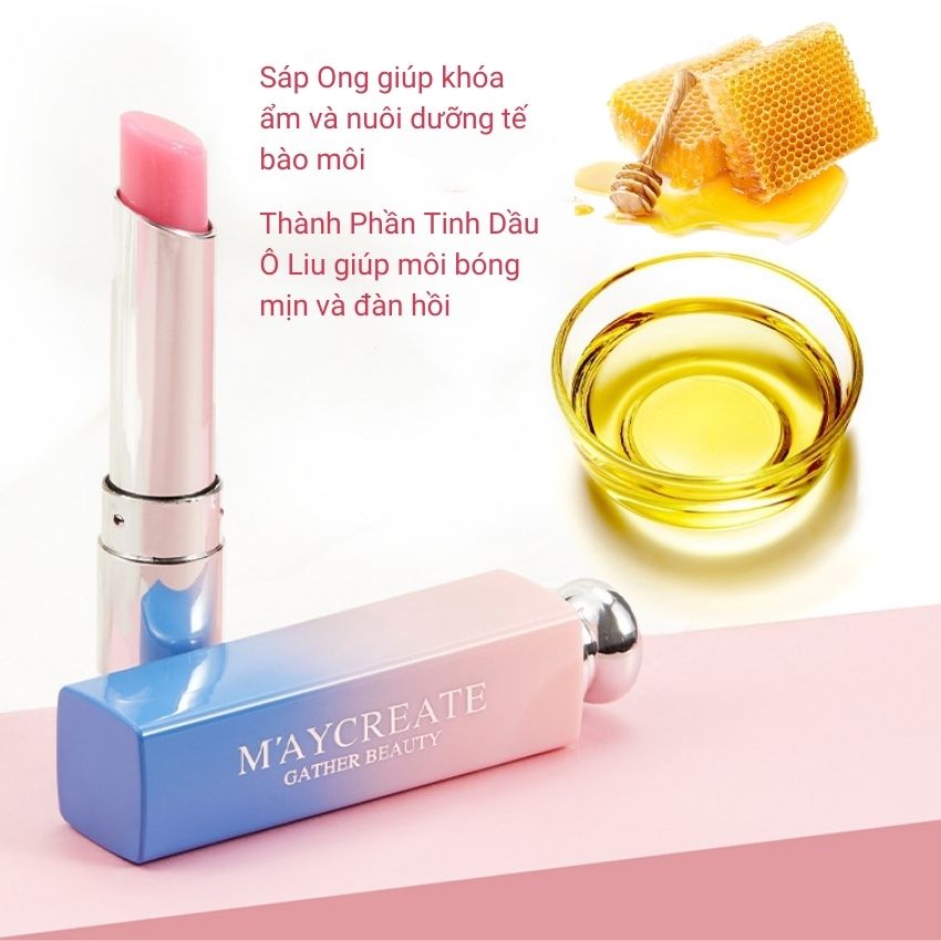 Son dưỡng môi có màu Maycreate son dưỡng hồng môi 3 Màu cam hồng nhạt hồng tím Myphamsile247 Ma105Ver2