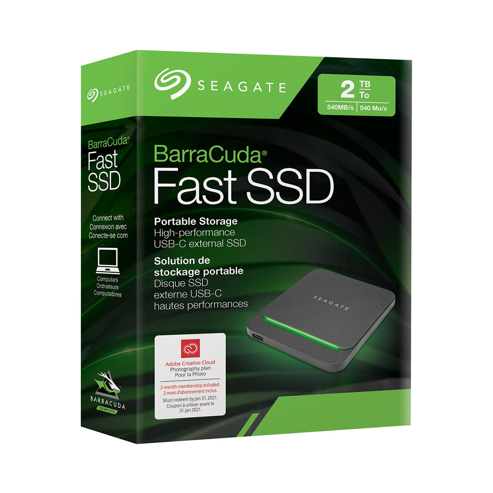 Ổ cứng di động SSD Seagate Barracuda Fast 2TB USB-C  – ĐEN (BLACK)