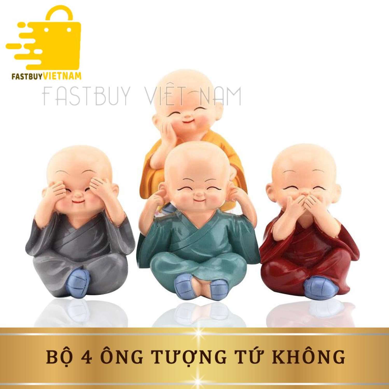 Bộ 4 tượng chú tiểu, bớt nghe, bớt nói, bớt nhìn "tâm bất biến giữa dòng đời vạn biến - lòng thanh tịnh giữ cho đời thái an"