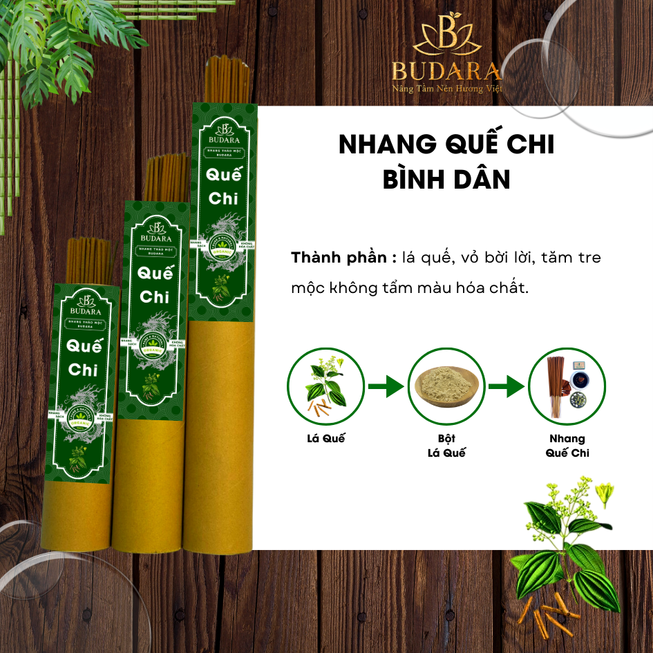 Nhang lá quế budara - nhang thảo mộc budara
