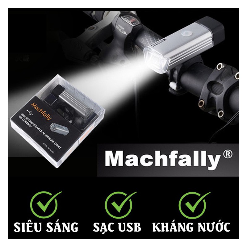Đèn pha xe đạp Machfally Tặng đèn hậu xe đạp