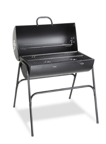 Outdoor barrel charcoal barbecue grill