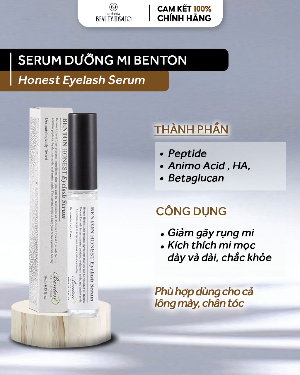 [Nhacuabeautyholic] Serum dưỡng mi BENTON HONEST EYELASH SERUM