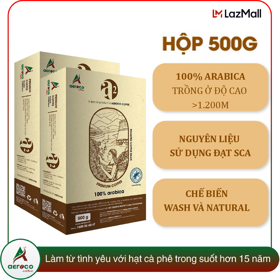 Cà phê đặc sản hạt rang A2 AEROCO COFFEE nguyên chất 100%, vị đắng chua