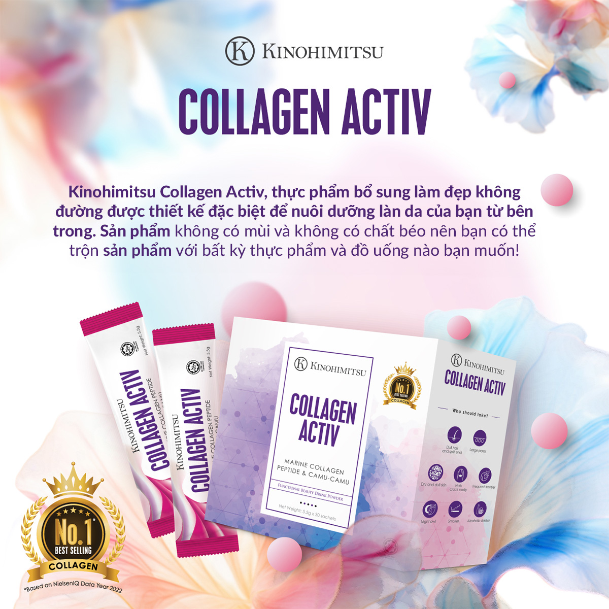 Bộ sản phầm dùng thử Kinohimitsu (7 gói Detox Enzyme + 7 gói Beauty Activ + 2 gói Collagen Activ)