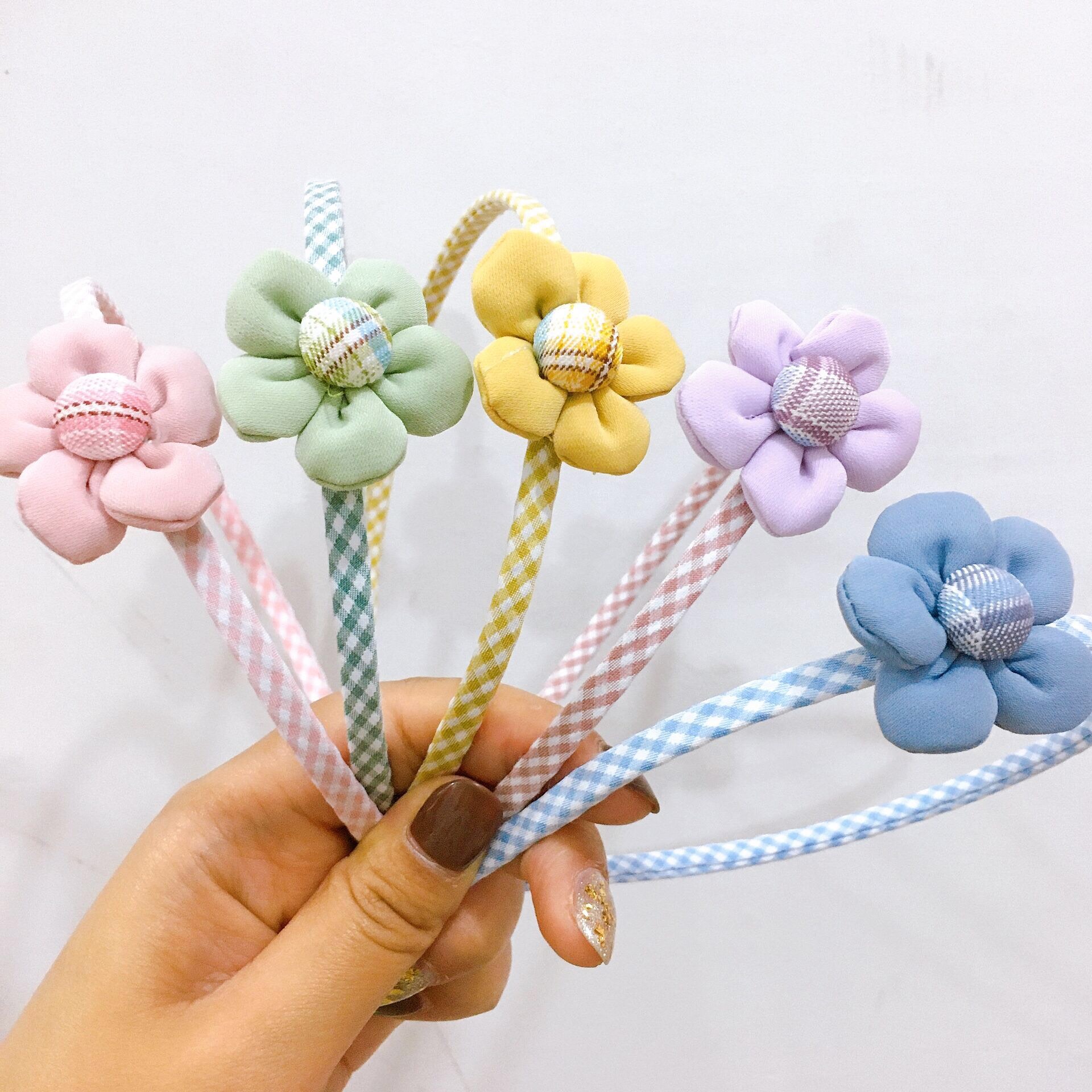 [FREESHIP + HOÀN TIỀN 50K] Bờm Tóc Hàn Quốc Màu Caro Đính Hoa Vải Dễ Thương Cho Bé Yêu HOT TREND PKHN0409