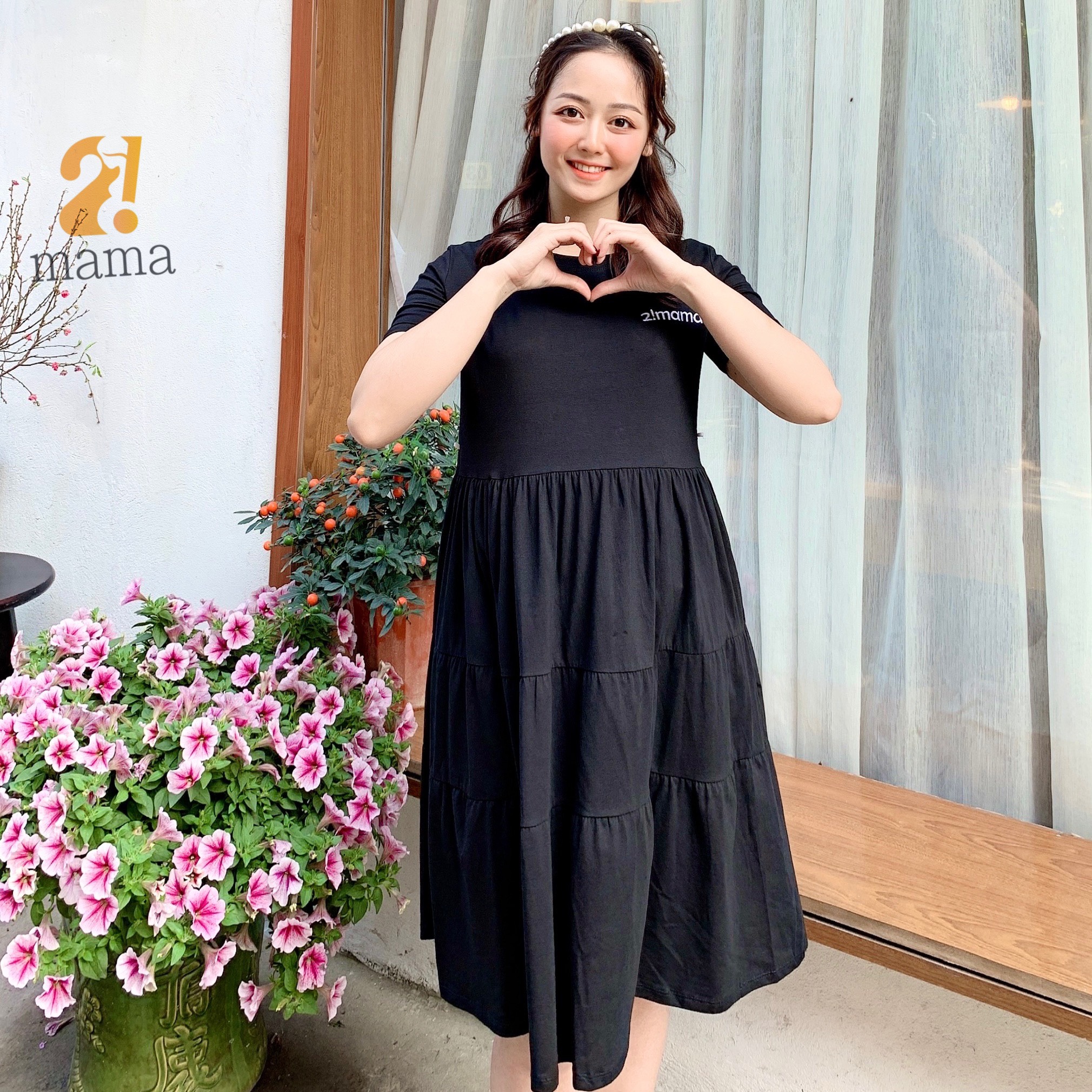 Đầm bầu suông đuôi cá chất cotton freesize 2MAMA V05