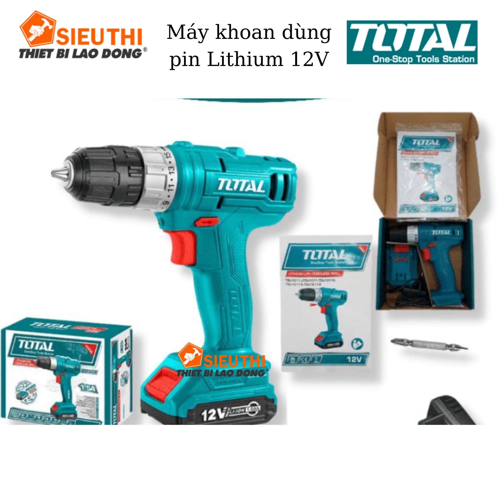 TOTAL Máy khoan dùng pin Lithium 12V TDLI1211 <HÀNG CHÍNH HÃNG>