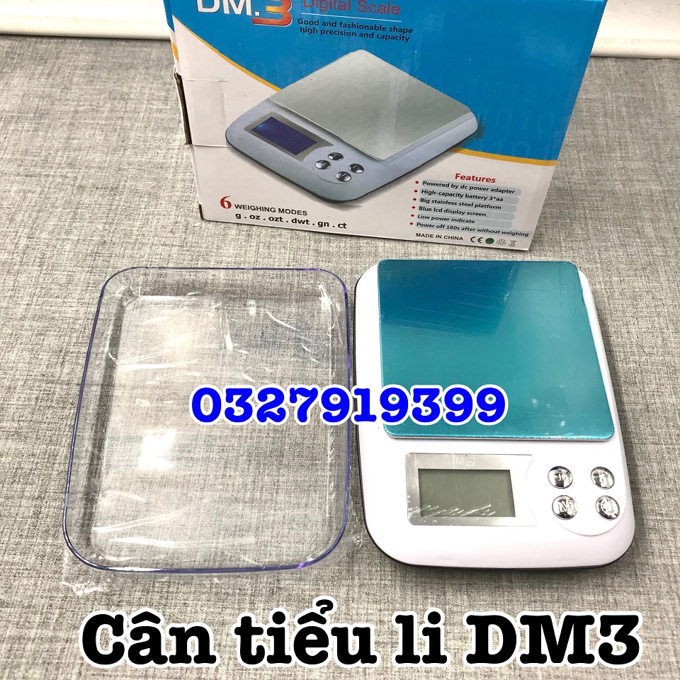 Cân tiểu li điện tử DM3 3kg x 0,1g - Độ chính xác cao, màn hình LED, dễ sử dụng, chống bụi, kích thước 17x13x4 cm