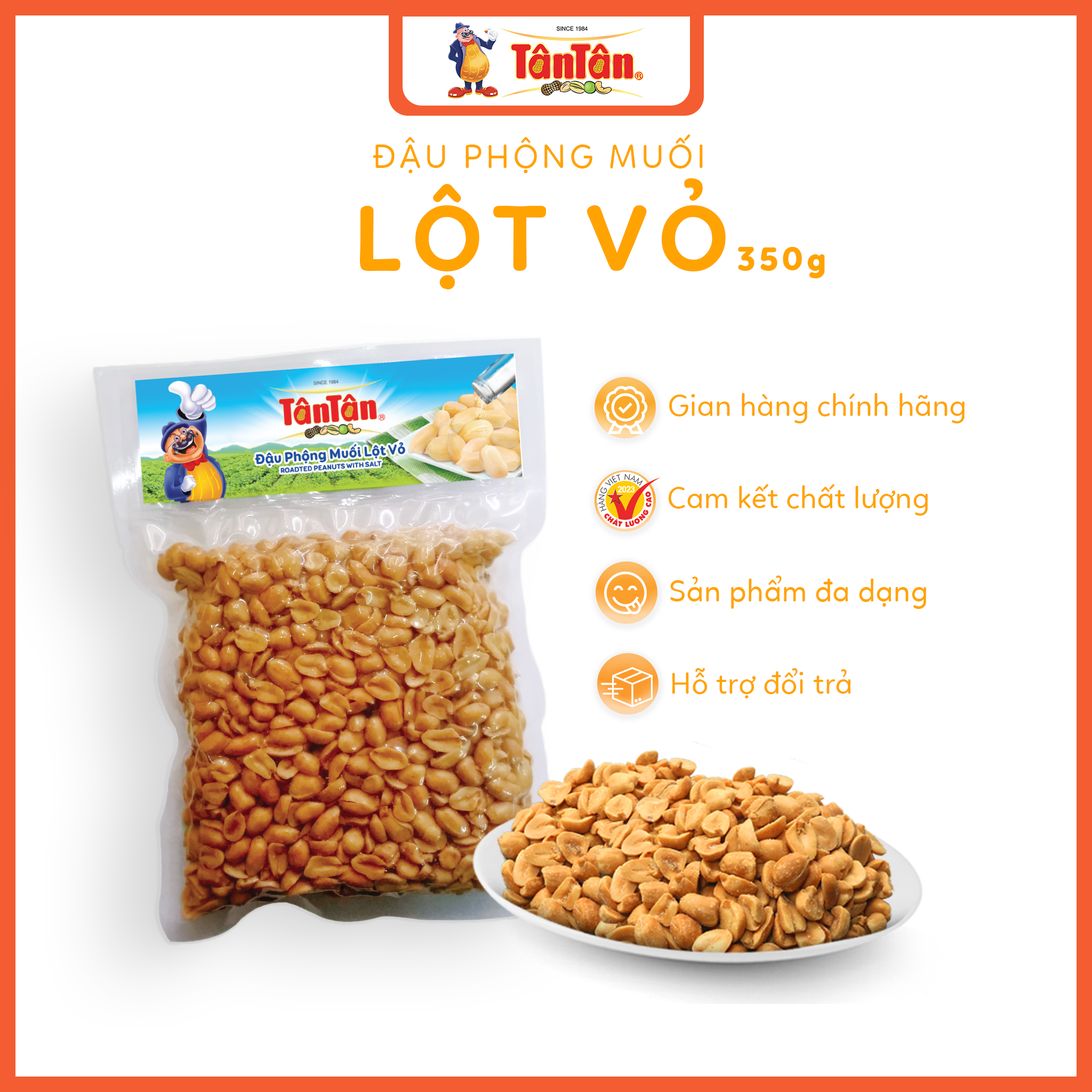 Combo 3 gói đậu phộng Muối Lột Vỏ (350g/gói)