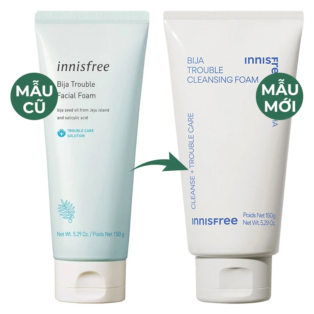 Sữa rửa mặt ngừa mụn Innisfree Bija Trouble 150g mẫu mới