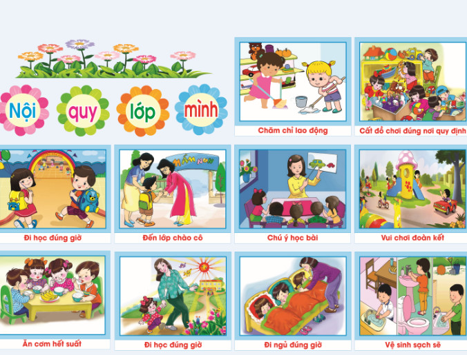Decal mầm non-góc nội quy khổ lớn 127x80