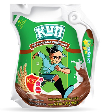 Sữa lúa mạch socola KUN thùng 24 túi x 110ml
