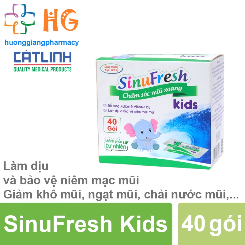 Muối rửa mũi SinuFresh Kids Cát Linh dùng cho trẻ em khi bị khô mũi chải