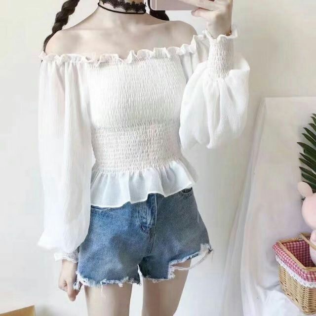 áo kiểu voan mỏng bo tay dễ thương