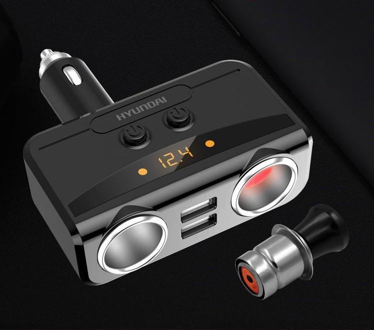 Bộ chia tẩu sạc ô tô, xe hơi 2 cổng tẩu và 2 cổng usb điều chỉnh góc quay