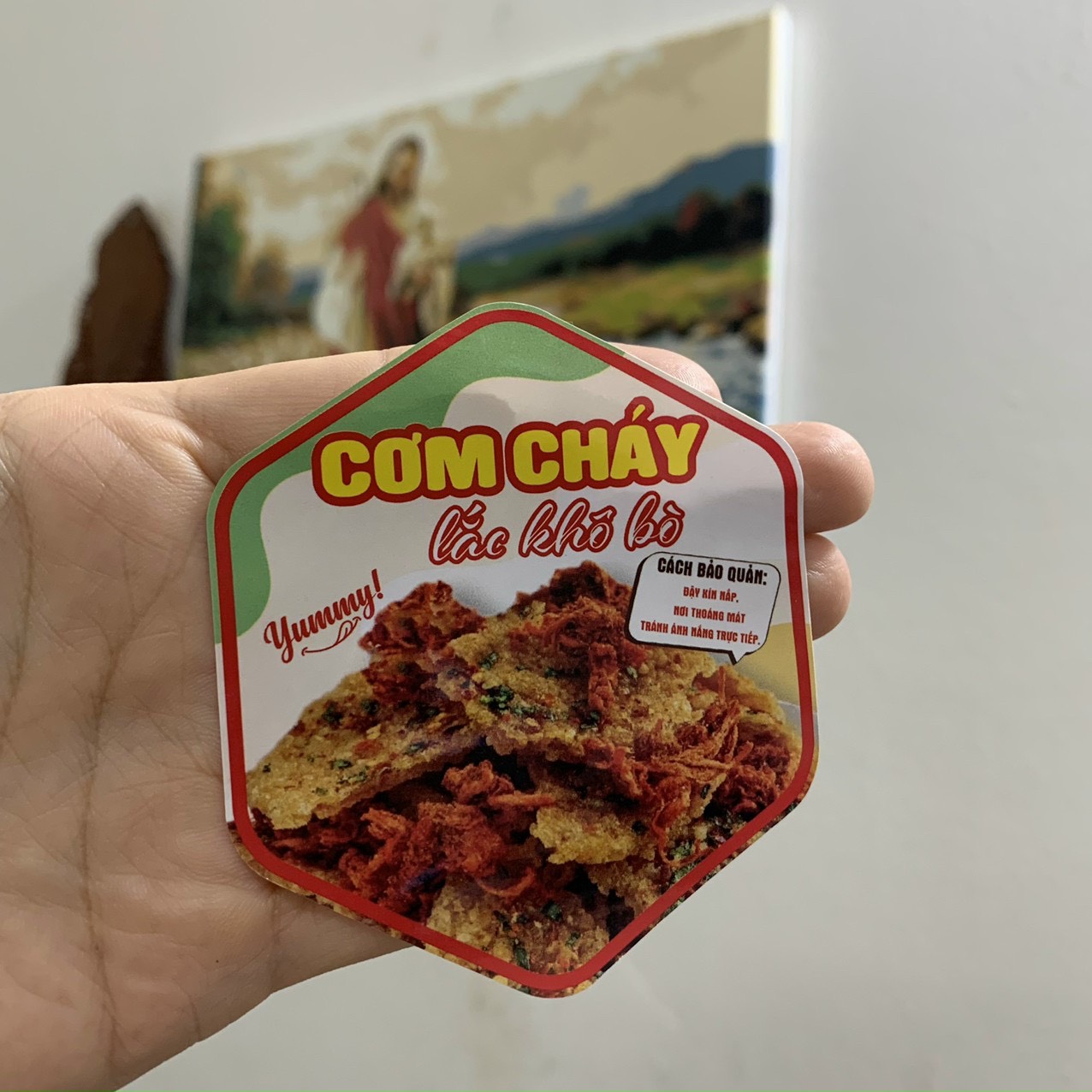 55 tem dán các loại khô bò - lục giác 7*8cm
