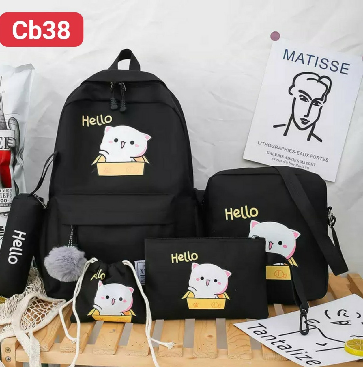 SET BALO NỮ 4 MÓN HELLO VẪY TAY CỰC DỄ THƯƠNG CB38