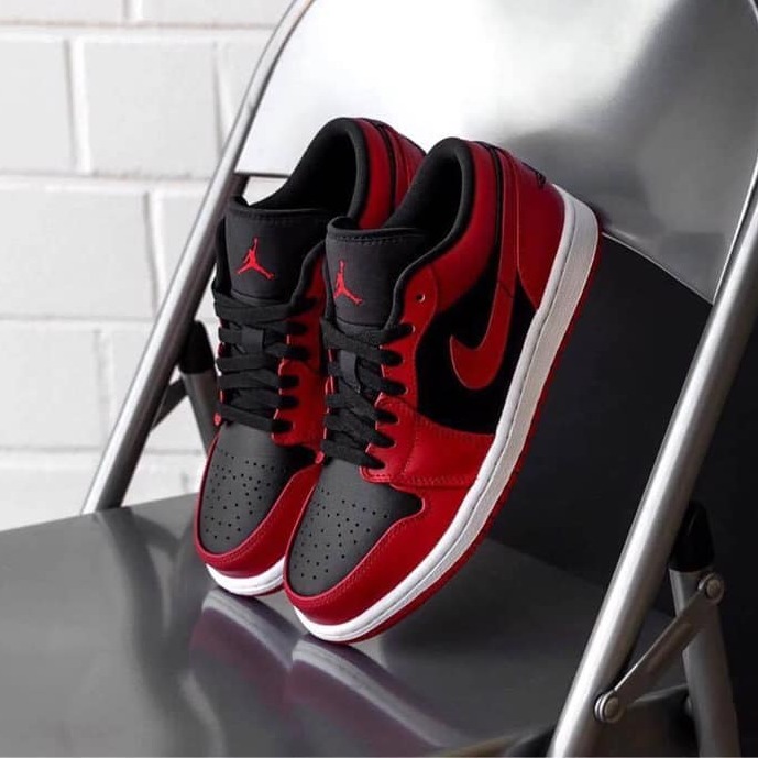 Giày Nam nữ Sneaker Air J0rdan 1 low reverse bread ( giày Sneaker JD1 màu đỏ đen)