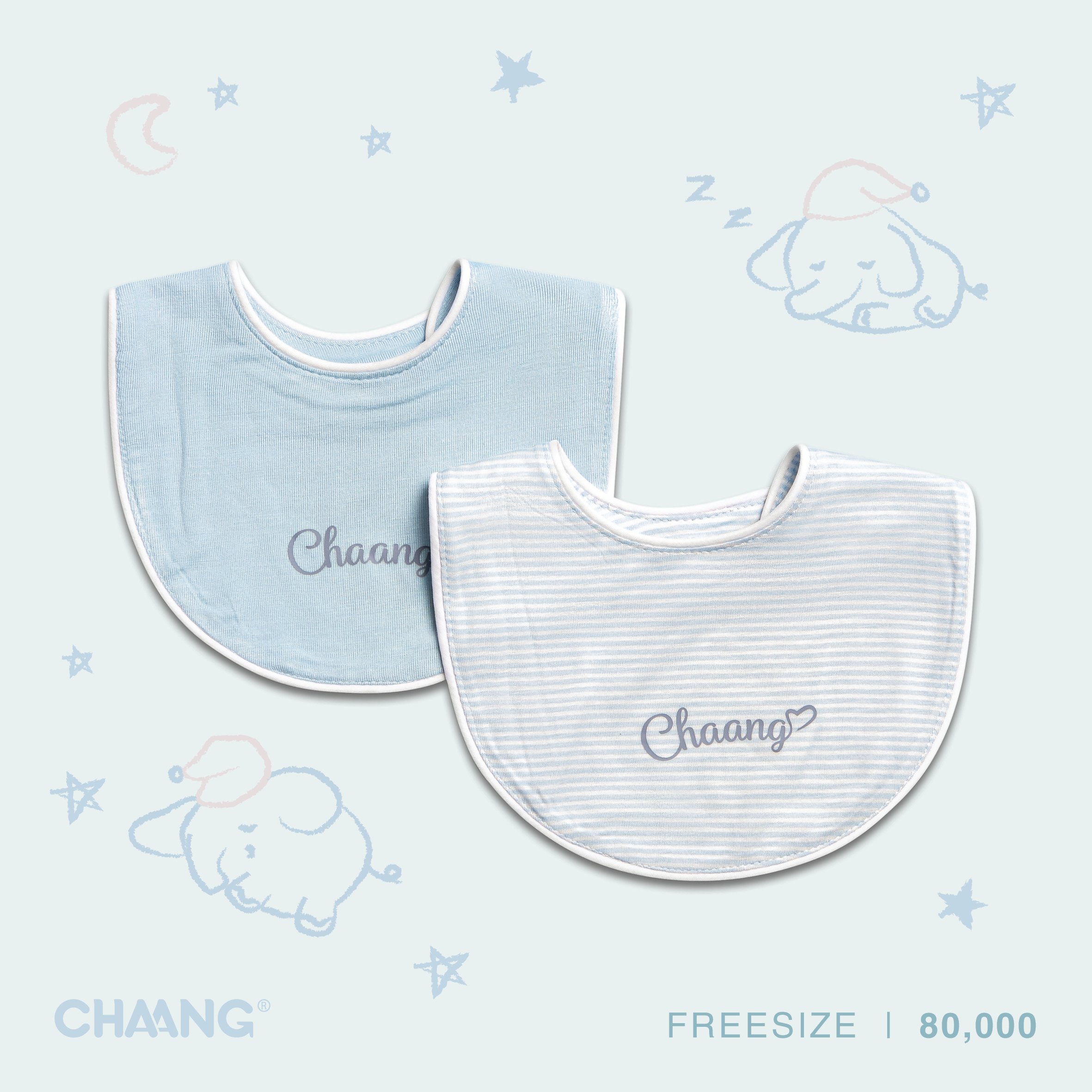 Set 2 yếm tròn sơ sinh họa tiết Chaang