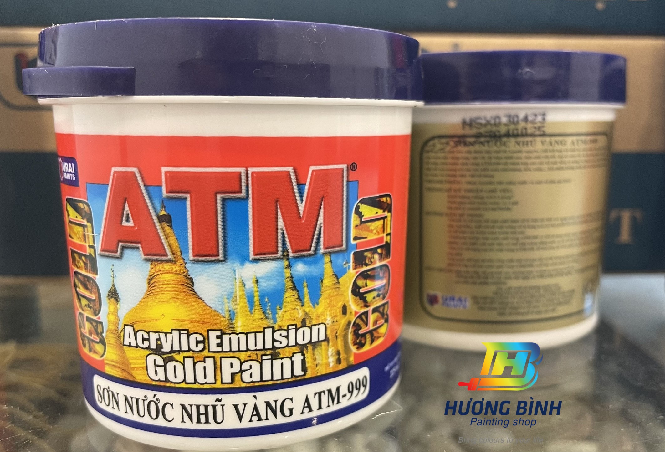 [Lon 225ml] Sơn nước nhũ vàng ATM - 999