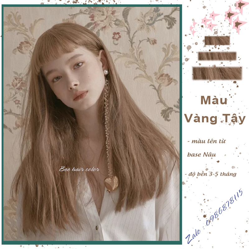 Thuốc Nhuộm Tóc Màu Vàng Tây [ tặng kèm trợ nhuộm + bao tay ]