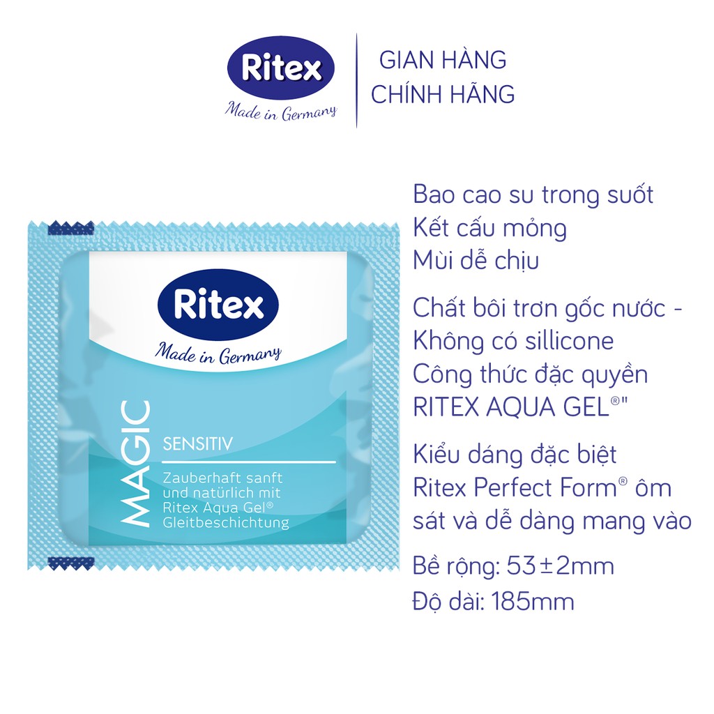 Bao cao su tăng cường khoái cảm Ritex MAGIC 1 chiếc dùng thử- Hàng nhập khẩu chính hãng Germany