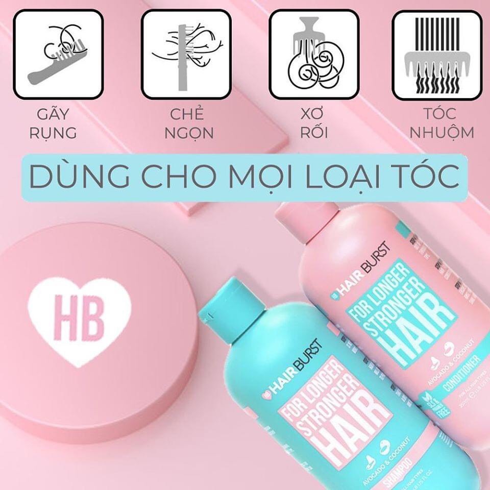 Combo Hairburst Kích Thích Mọc Tóc (Set Dầu Gội 350ml & Dầu Xả 350ml + Xịt Dưỡng Tóc 125ml)