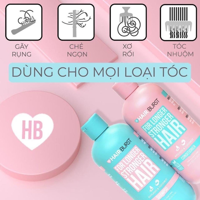 Set Hairburst Gội Xả For Longer Stronger Hair Kích Thích Mọc Tóc (Dầu Gội 350ml + Dầu Xả 350ml) nhập khẩu