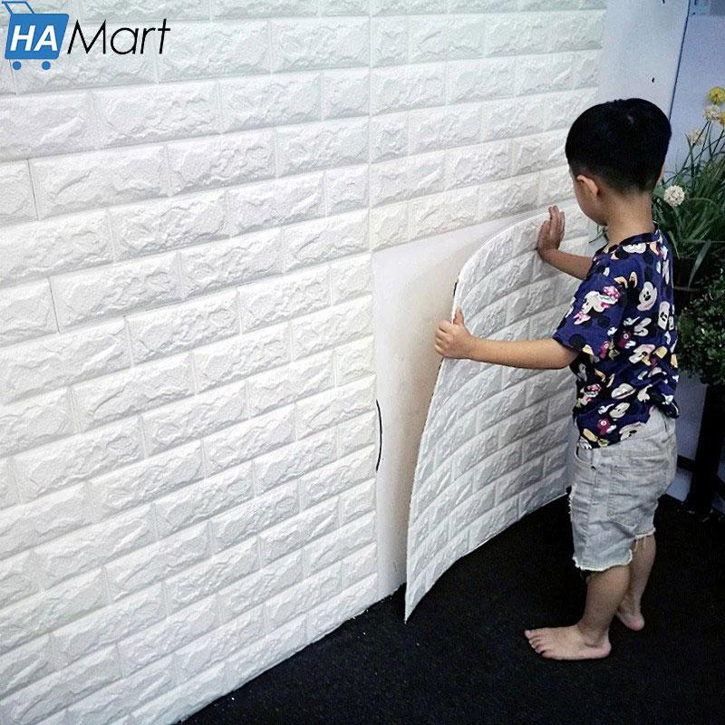 [Chọn màu] Xốp dán tường giả gạch 3D (10 tấm) kích thước 70x77cm cách âm, cách nhiệt dễ lau chùi