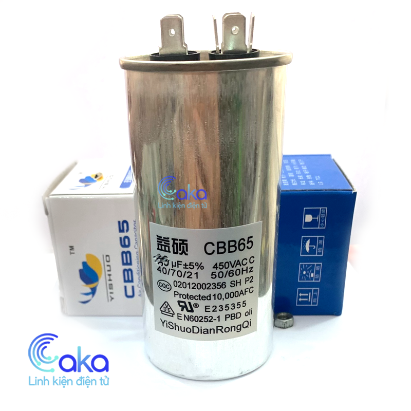 Tụ ngậm nhôm tròn cbb65 tụ ngậm dầu điện áp 450vac điện dung 20uf, 25uf, 30uf, 35uf, 40uf, 45uf, 50uf, 60uf, 70uf dùng trong động cơ điện một pha