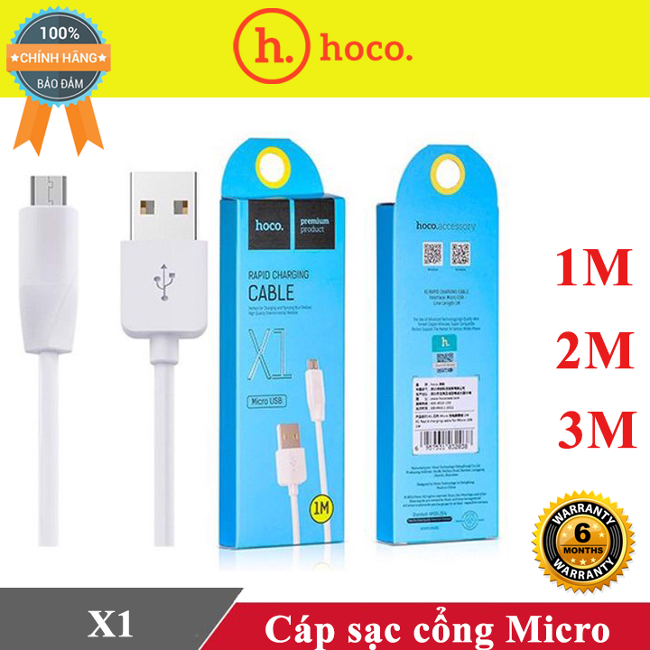 CÁP SẠC NHANH HOCO X1 CHO IPHONE/ANDROID/MICRO USB/TYPE-C 1m 2m 3m