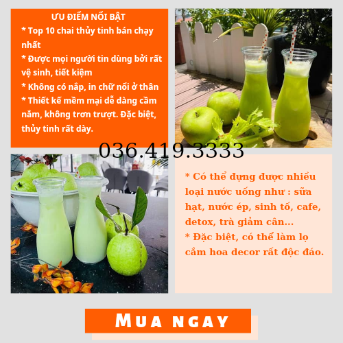 Ly sinh tố thủy tinh 350ml ly eo love