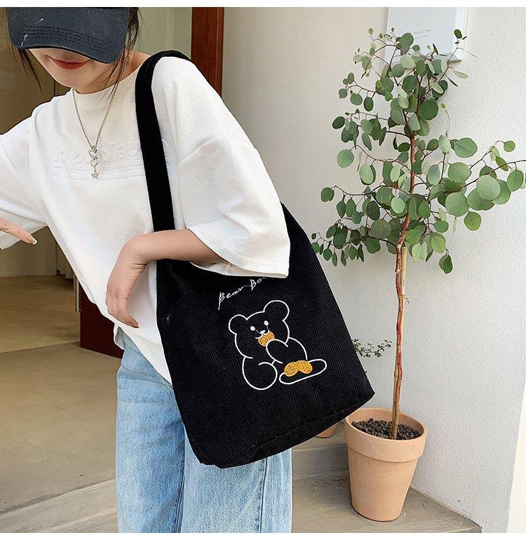 Túi Vải Nhung 2 Lớp Gấu Ăn Bánh Quy - 100style
