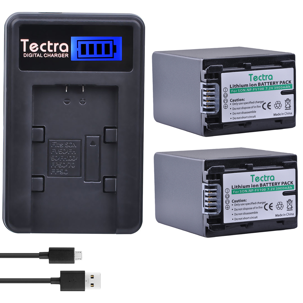 Tectra 2 cái np-fv100 np fv100 máy ảnh pin lcd usb sạc cho sony np-fh30 np-fh40 np-fh50 np-fh60 np-fh70 np-fh90