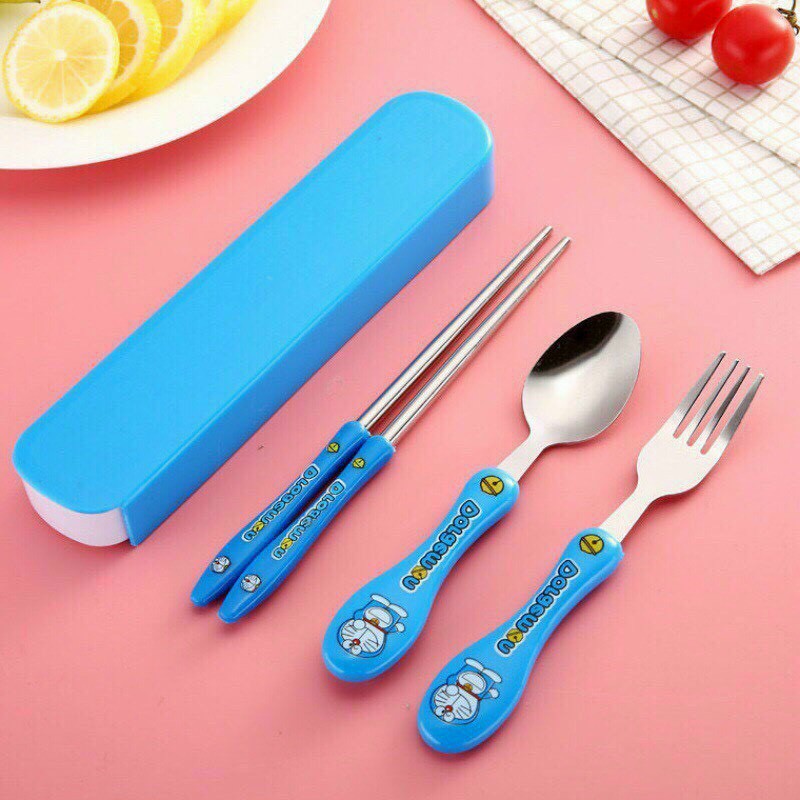 Set of 3 dish miles have dispensers: spoons, forks chopsticks with stainless steel