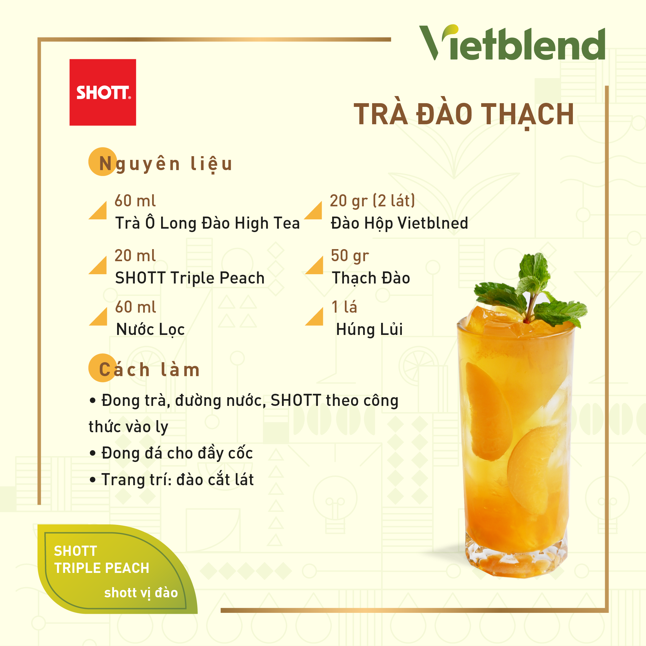 Syrup Pha Chế SHOTT - Vị Đào (Triple Peach) - Chai 1L