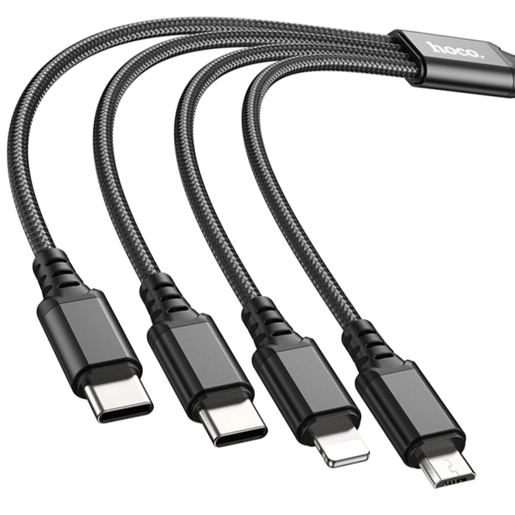 Cáp sạc 2A Hoco X76 Lightning + Micro + 2 Type-C dây dù siêu bền dài 1M