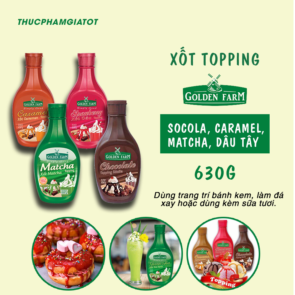 Xốt Topping Golden Farm 630g- Dùng trang trí bánh kem