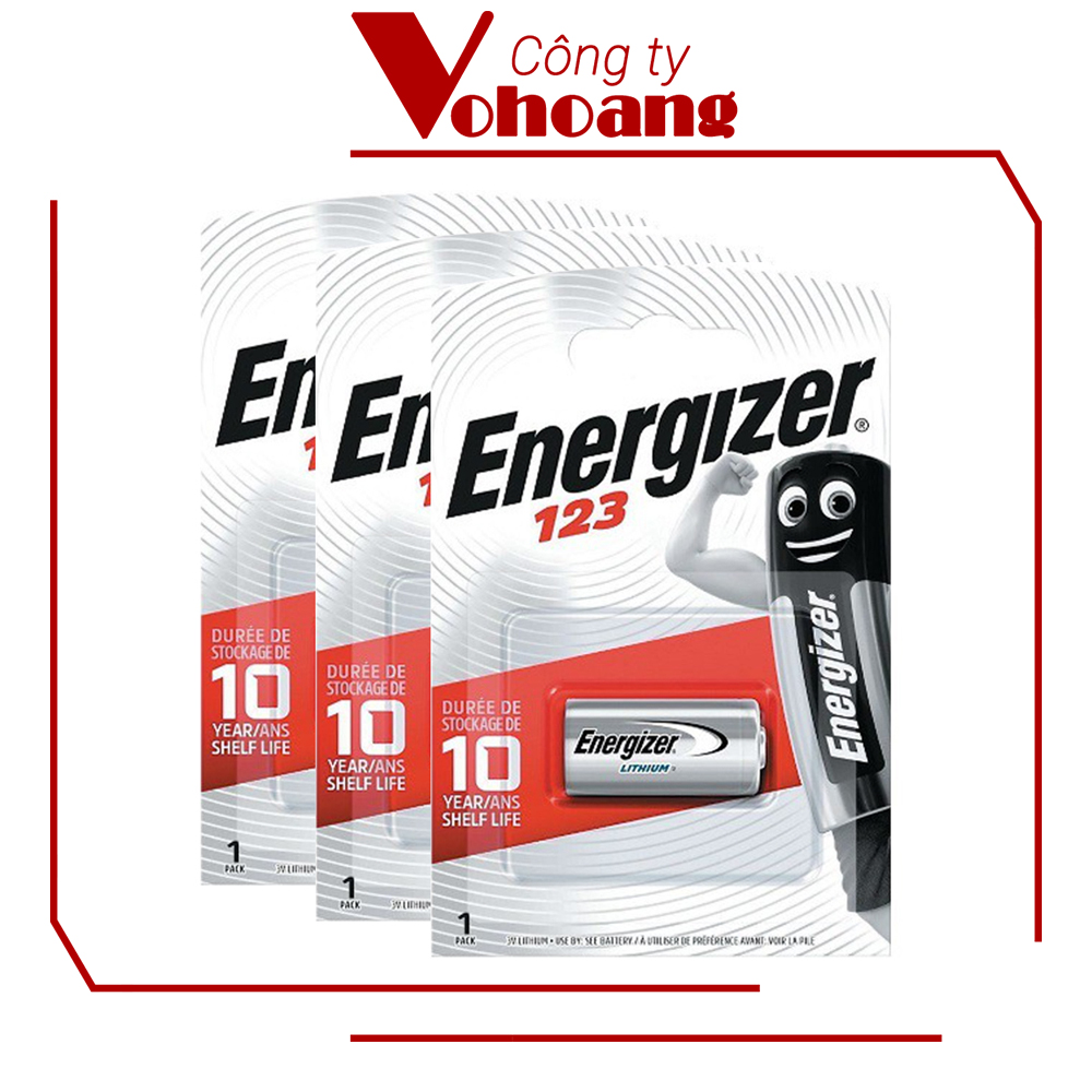 Combo 3 Pin Energizer 123 (CR123A) Lithium 3V pin thỏi hiệu suất cao cho máy ảnh, đồng hồ đo, v.v...