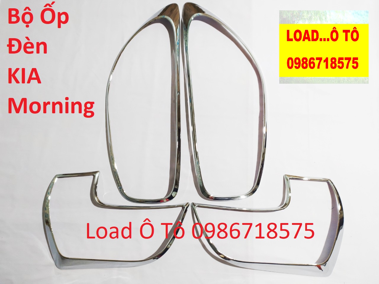 Ốp viền đèn pha, hậu mạ crom kia morning 2014-2021 nhựa abs mạ crom sáng bóng