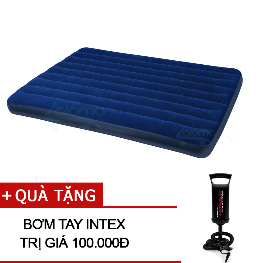 Đệm Bơm Hơi cao su Intex 68759 + Tặng Bơm Điện (152x191x22cm) êm ái tiện dụng