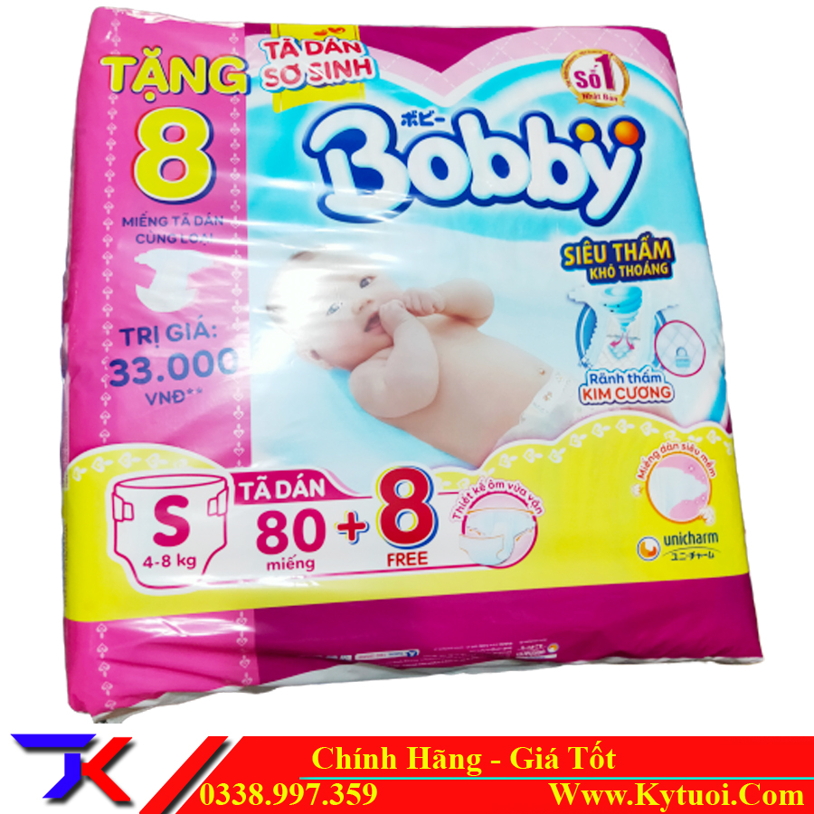Tã dán Bobby size S80 (hàng tặng)