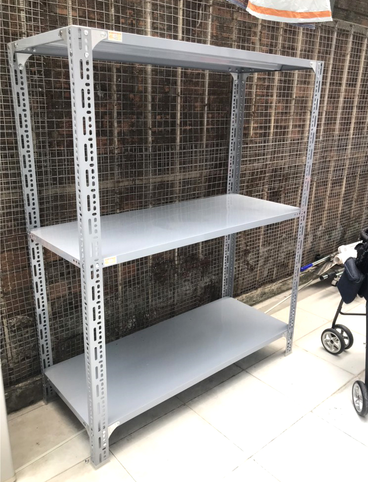 Kệ sắt v lỗ đa năng 3 tầng dài 1m x rộng 0,3m x cao 1m - Màu Xám