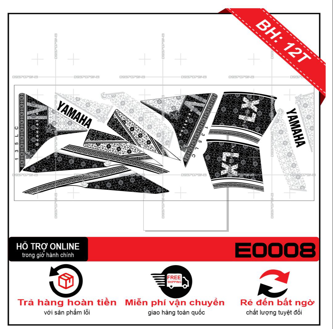 TEM XE NOUVO NV LX (TEM RỜI NOUVO LX) TRẮNG ĐEN ZIN