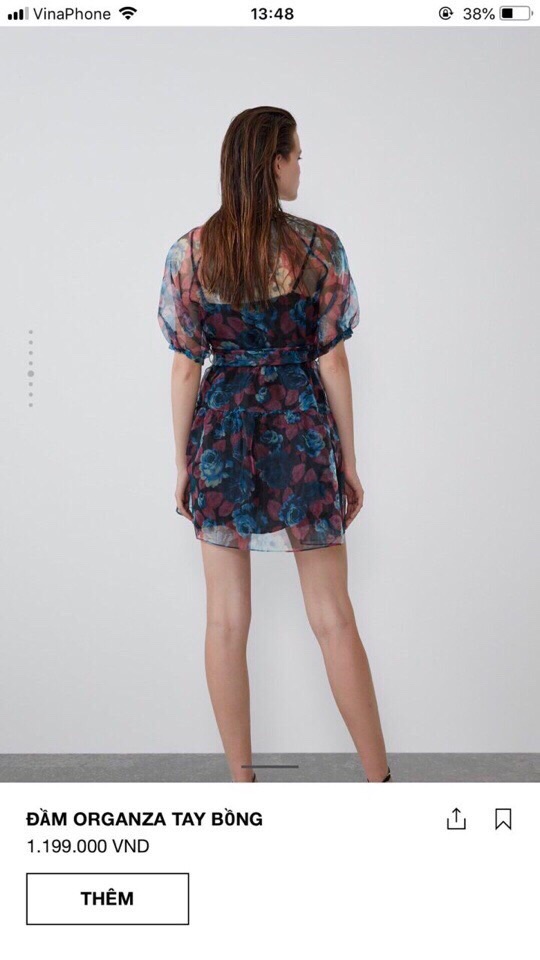 Đầm hoa tay phồng zara