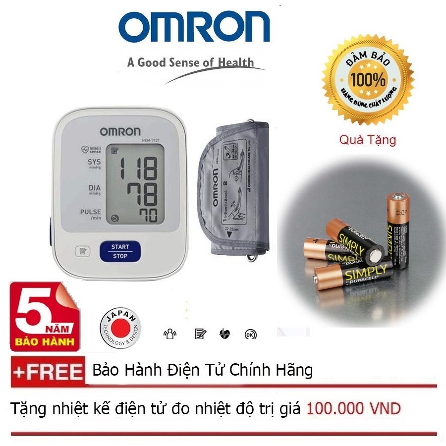 Máy đo huyết áp bắp tay Omron HEM 7121 (Trắng)